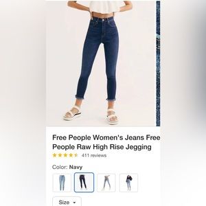 Free People: We the Free High Rise Jeggings. Size 28. Navy/ Dark Wash.